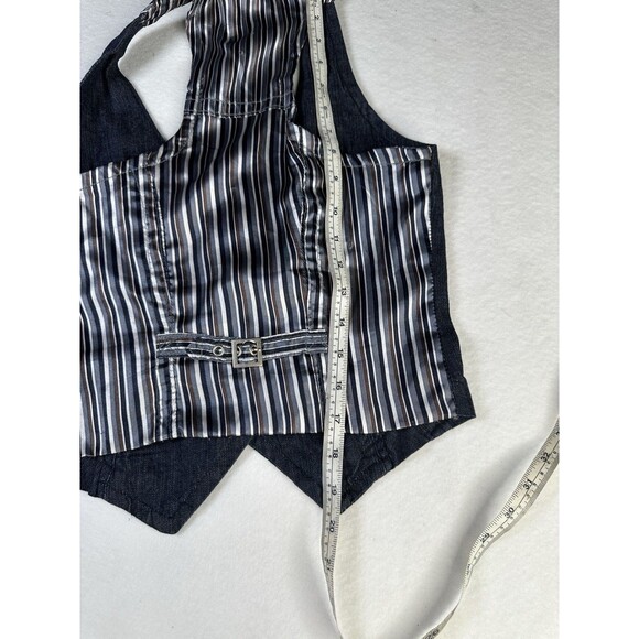 Y2K Vintage WET SEAL Vest Denim Striped Buttons Sz XS - Picture 8 of 9